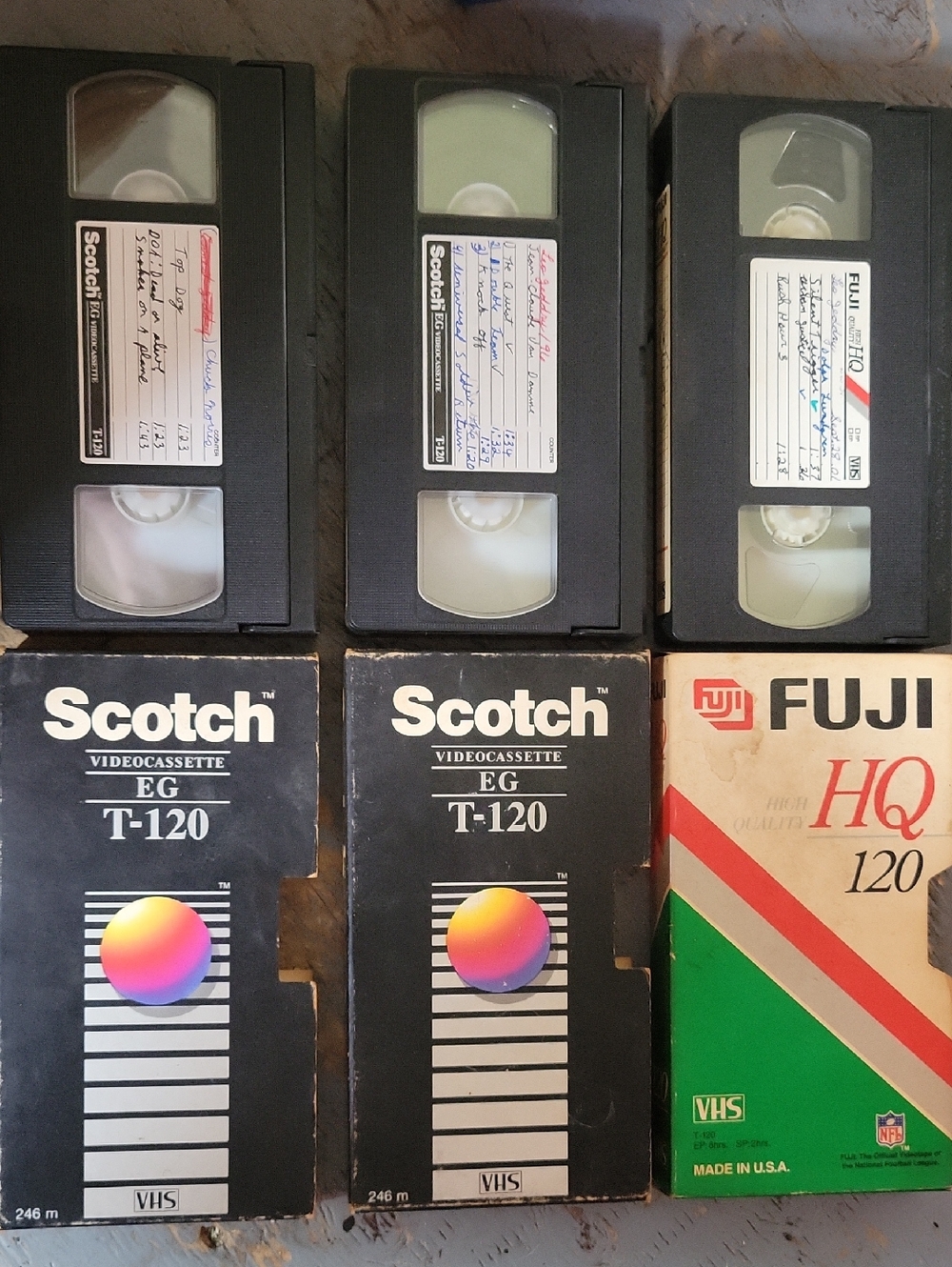 80s & 90s Pre Recorded Movies- Scotch & Fuji VHS Tapes - Black with Multicolor